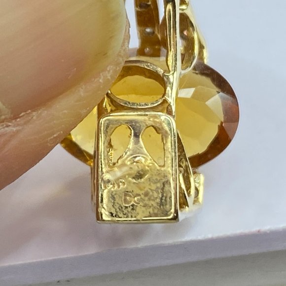 H Stern 18K/14 yellow gold oval Citrine Diamond earrings ring set 14.0g JR78323 - Picture 11 of 11